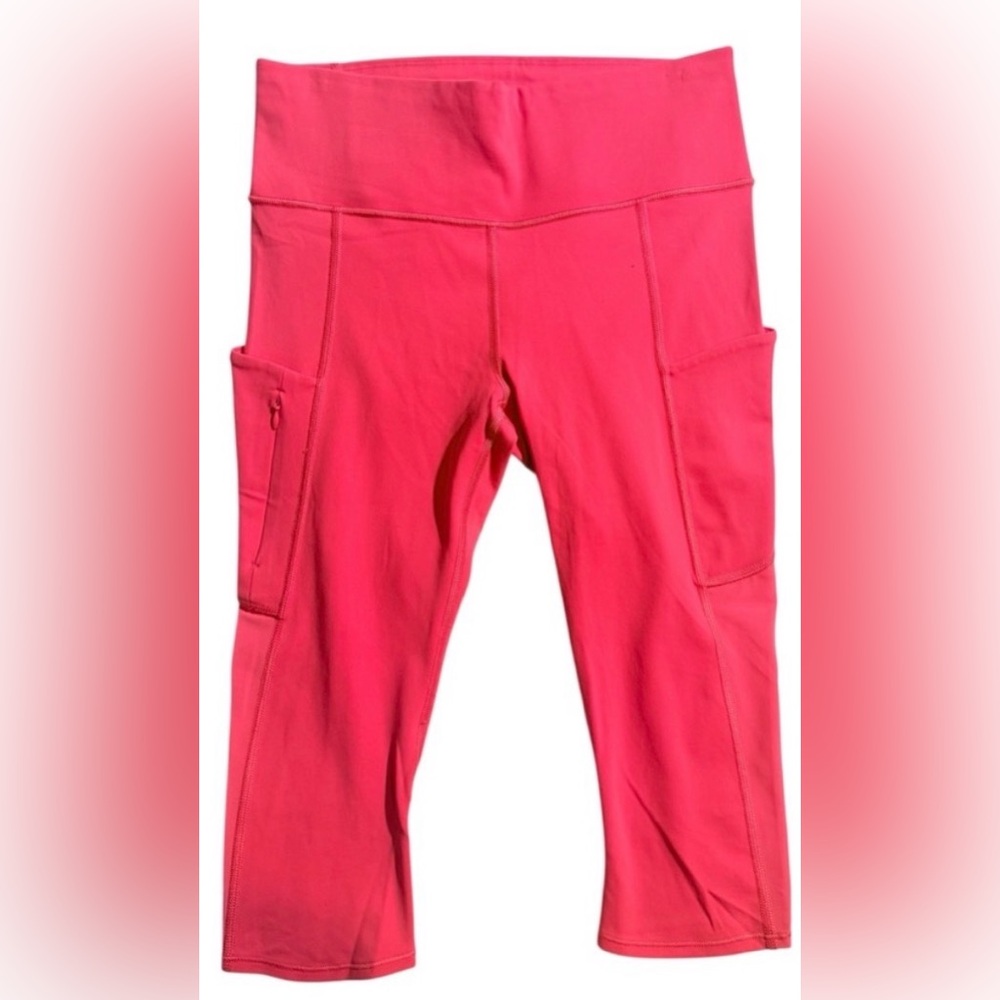 Athleta Up For Anything Capri Leggings Womens Medium High Rise Pink Athletic
